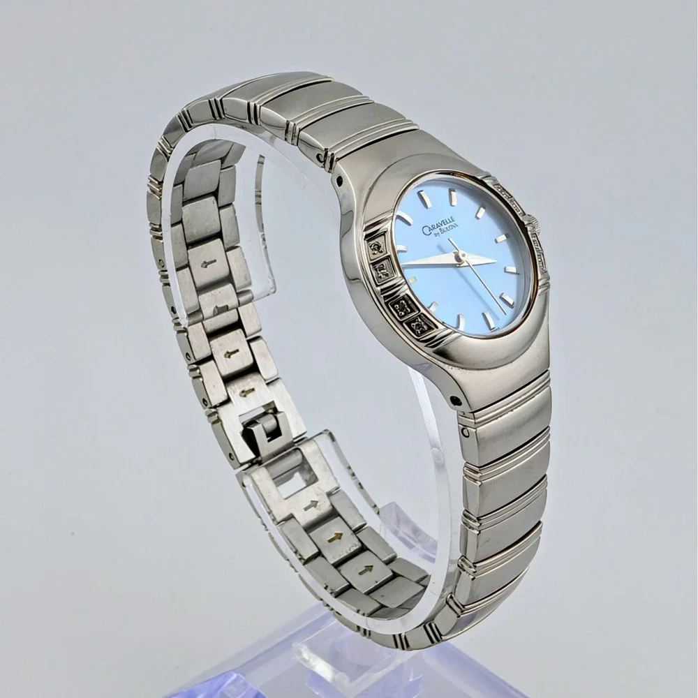 Caravelle by Bulova Diamond Quartz Watch 43R001 MOP Dial Silver Tone 25mm 6.5